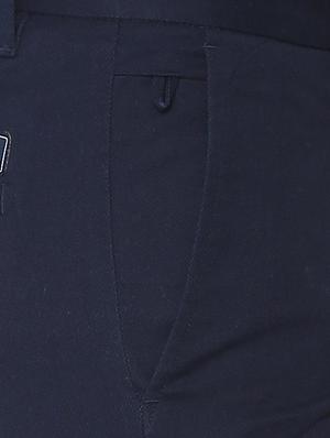 blue solid chinos - 16106826 - Standard Image - 4