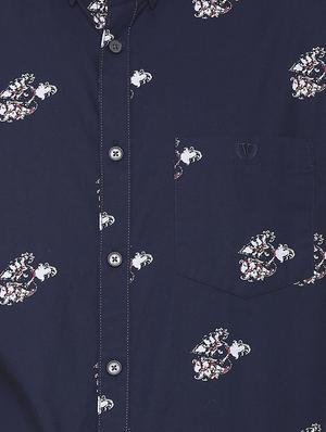 navy blue printed casual shirt - 16107101 - Standard Image - 4