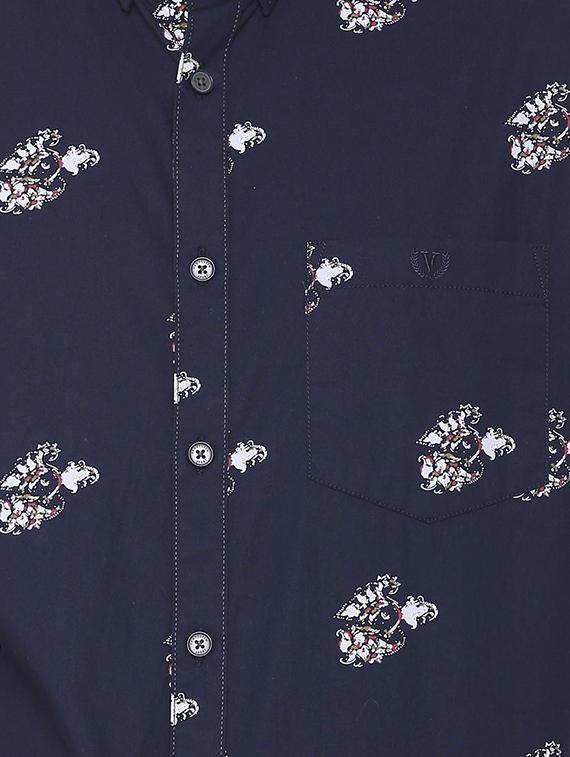 navy blue printed casual shirt - 16107101 - Zoom Image - 4