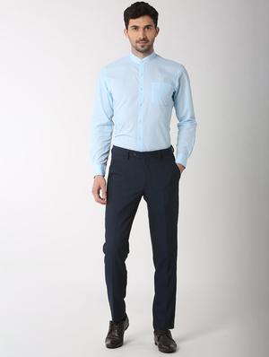 blue solid formal shirt - 16107218 - Standard Image - 4