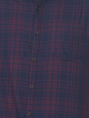 navy blue checkered casual shirt - 16107252 - Standard Image - 4