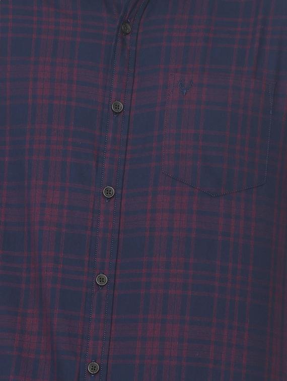 navy blue checkered casual shirt - 16107252 - Zoom Image - 4