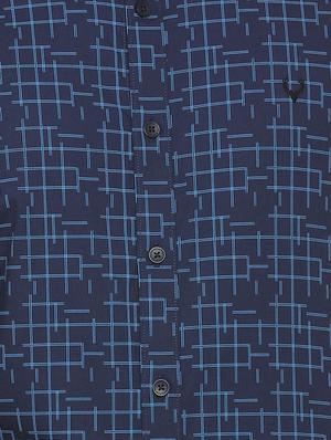 navy blue printed casual shirt - 16107262 - Standard Image - 4