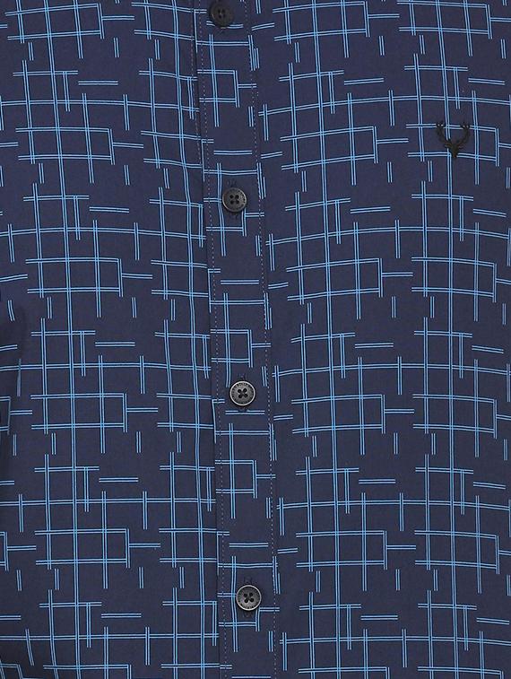 navy blue printed casual shirt - 16107262 - Zoom Image - 4