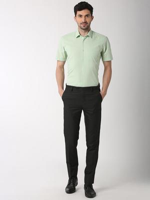green solid formal shirt - 16107285 - Standard Image - 4