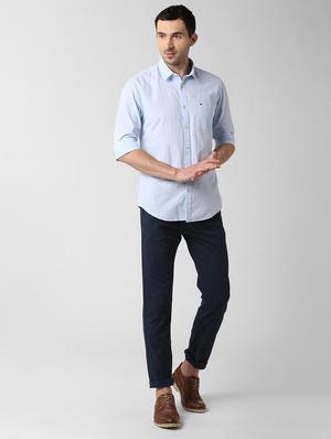 blue solid casual shirt - 16107294 - Standard Image - 4