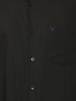 black solid casual shirt - 16107322 - Standard Image - 4