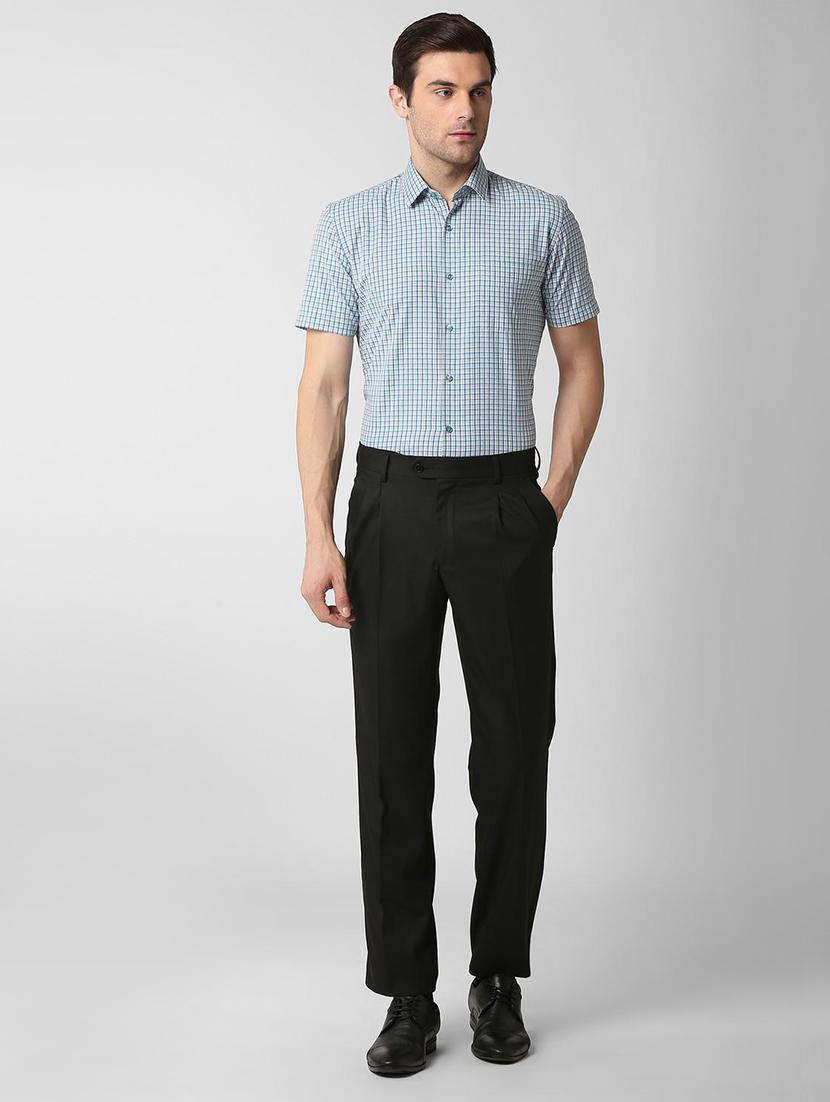 blue checkered formal shirt - 16107332 - Zoom Image - 4