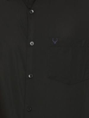 black solid casual shirt - 16107343 - Standard Image - 4