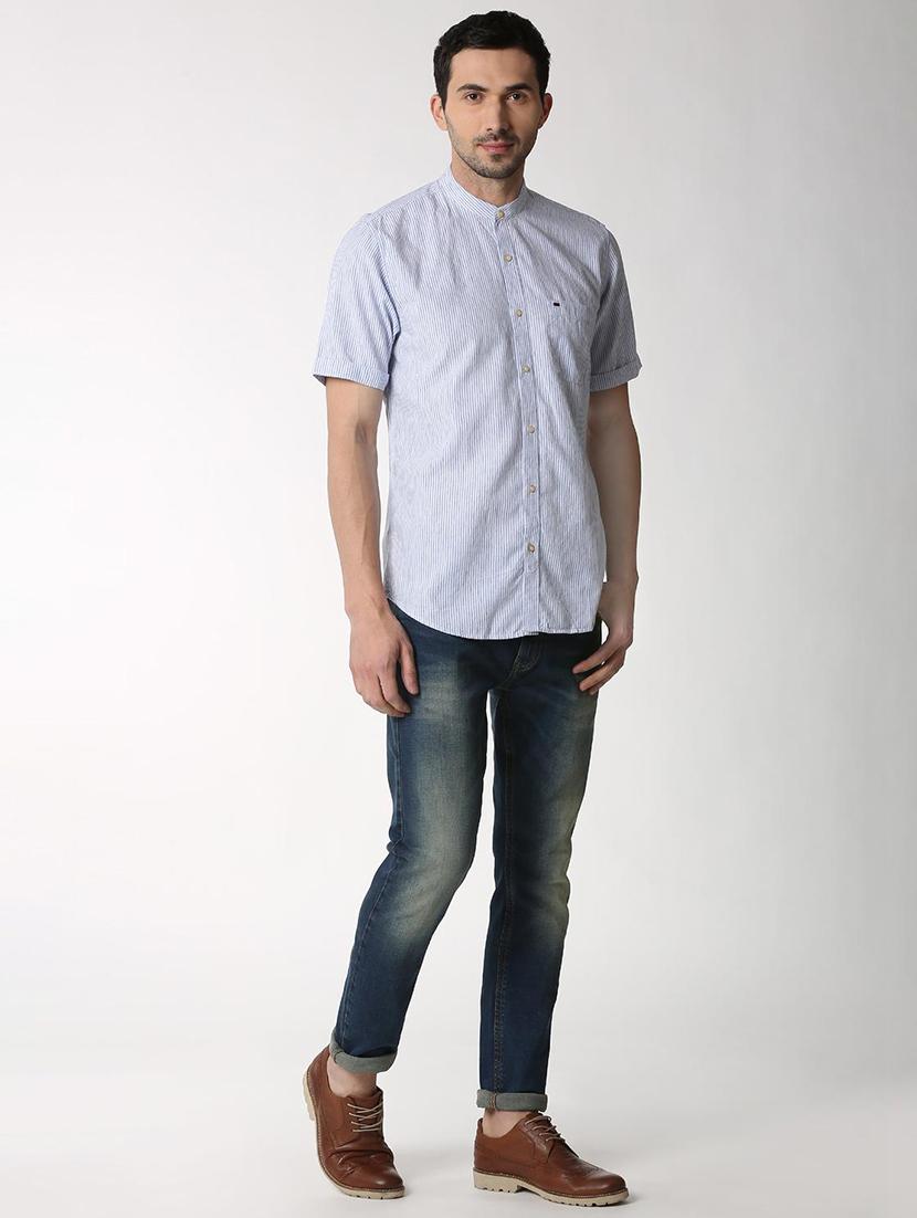 blue striped casual shirt - 16107399 - Zoom Image - 4