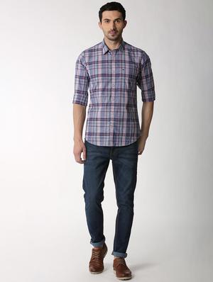 blue checkered casual shirt - 16107404 - Standard Image - 4