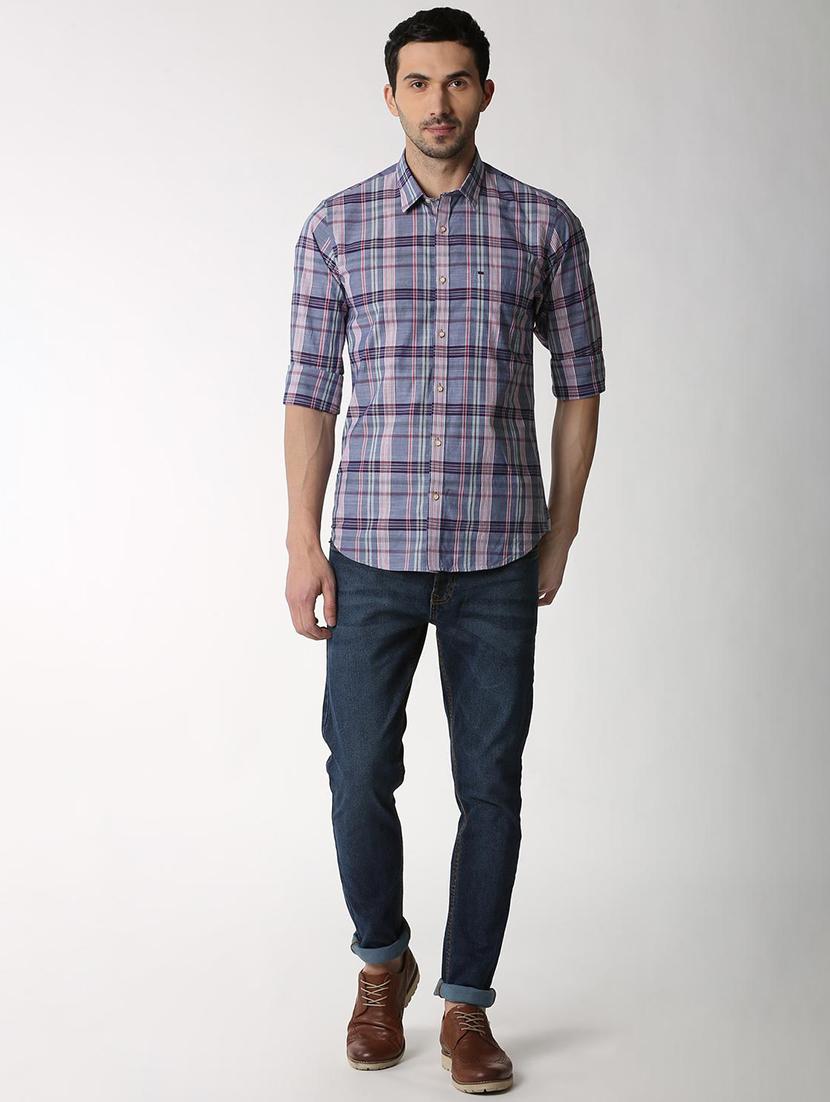 blue checkered casual shirt - 16107404 - Zoom Image - 4