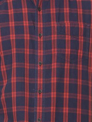navy blue checkered casual shirt - 16107422 - Standard Image - 4