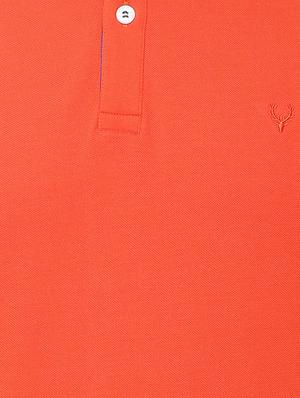 orange solid polo t-shirt - 16107579 - Standard Image - 4