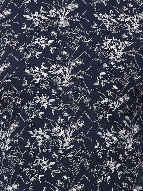 navy blue floral printed t-shirt - 16107588 - Zoom Image - 4
