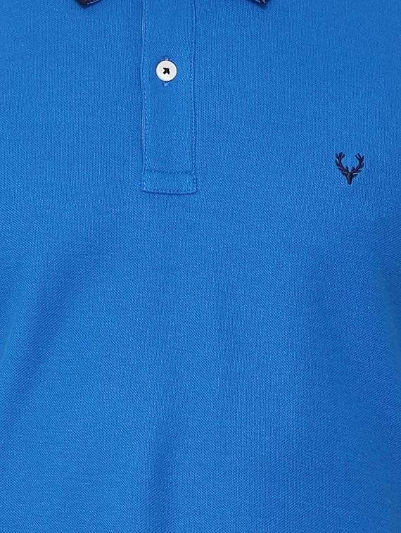 blue solid polo t-shirt - 16107628 - Zoom Image - 4