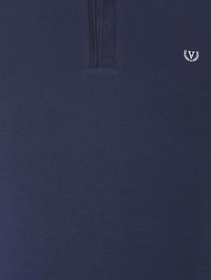 navy blue solid polo t-shirt - 16107648 - Standard Image - 4