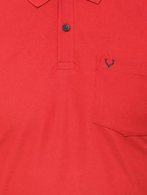 red solid polo t-shirt - 16107659 - Standard Image - 4