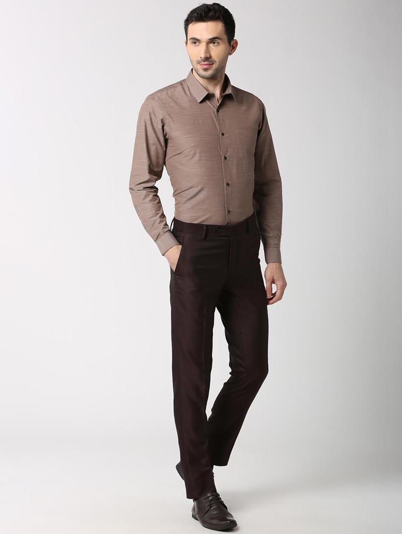 brown solid formal shirt - 16107784 - Zoom Image - 4