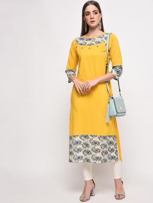 contrast straight kurta - 16108300 - Standard Image - 4