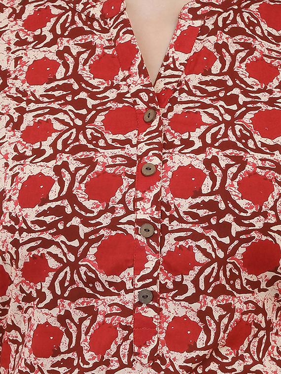dabu floral straight kurta - 16108662 - Zoom Image - 4