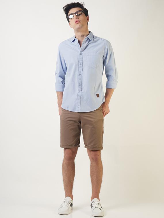 brown solid shorts - 16108793 - Zoom Image - 4