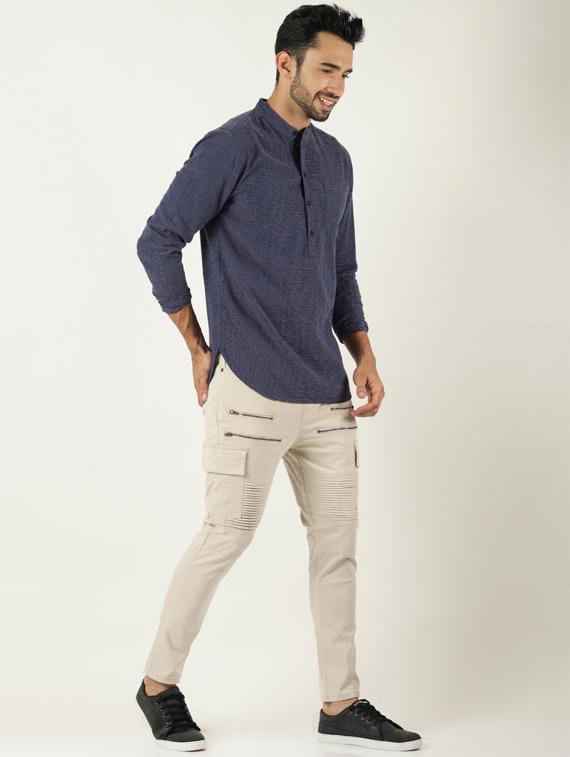 beige solid cargos - 16108808 - Zoom Image - 4