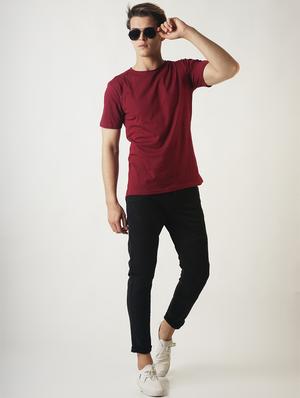maroon solid tshirt - 16108895 - Standard Image - 4