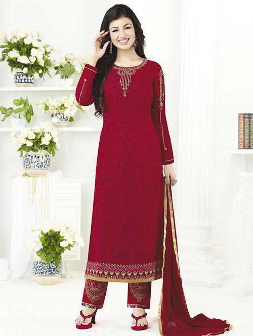 Embroidered Palazzo unstitched suit - 16108914 - Standard Image - 1