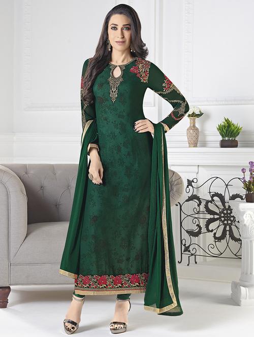 Embroidered Churidaar unstitched suit - 16108918 - Standard Image - 1