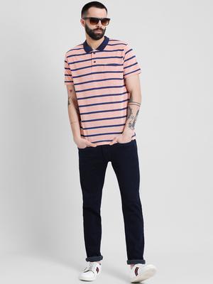 peach striped polo t-shirt - 16109653 - Standard Image - 4