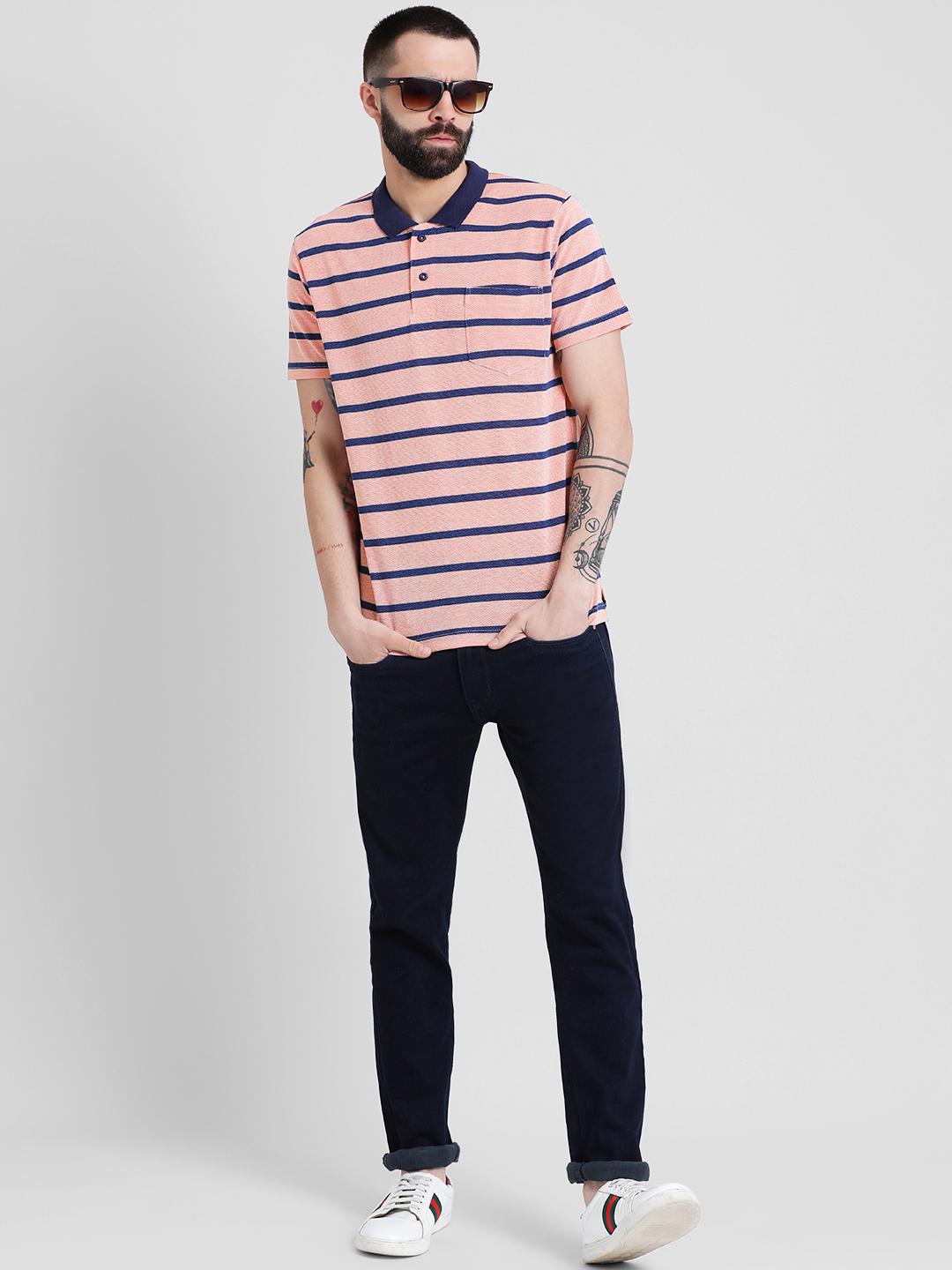 peach striped polo t-shirt - 16109653 - Zoom Image - 4