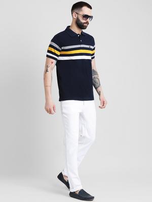 navy blue striped polo t-shirt - 16109682 - Standard Image - 4