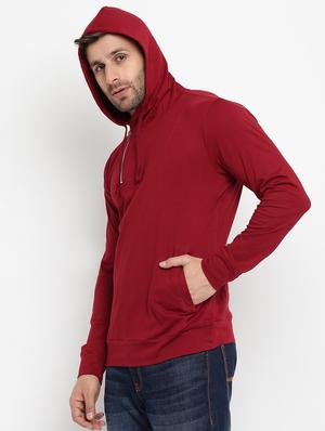 maroon solid hooded tshirt - 16109793 - Standard Image - 4