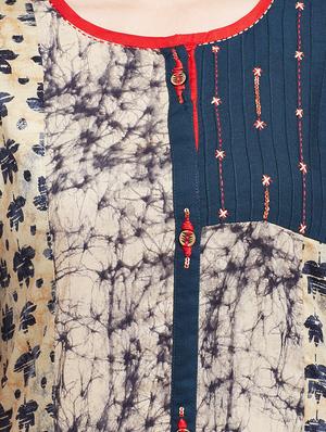 shibori embroidered straight kurta - 16111729 - Standard Image - 4