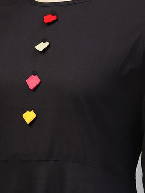 black solid flared kurta - 16111947 - Standard Image - 4