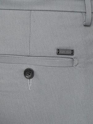 grey solid flat front casual trouser - 16112222 - Standard Image - 4