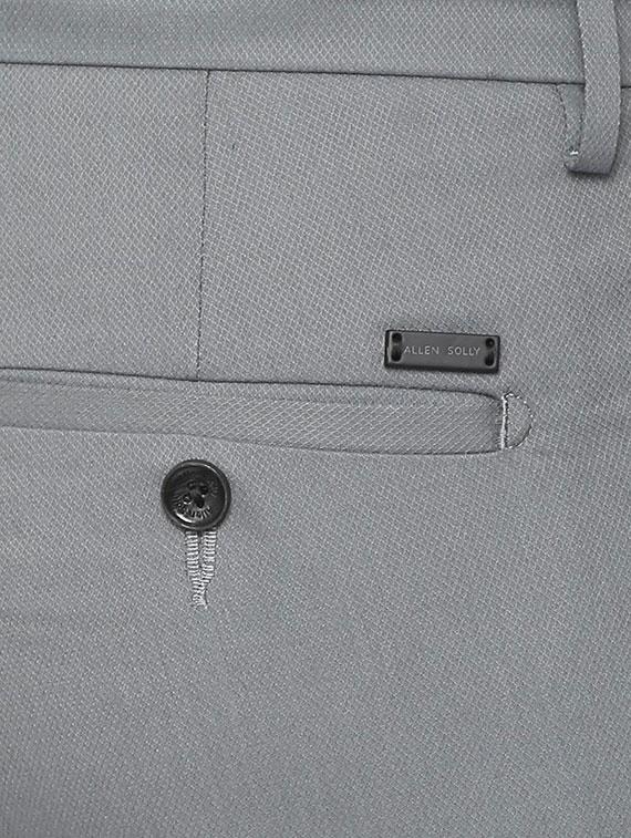 grey solid flat front casual trouser - 16112222 - Zoom Image - 4