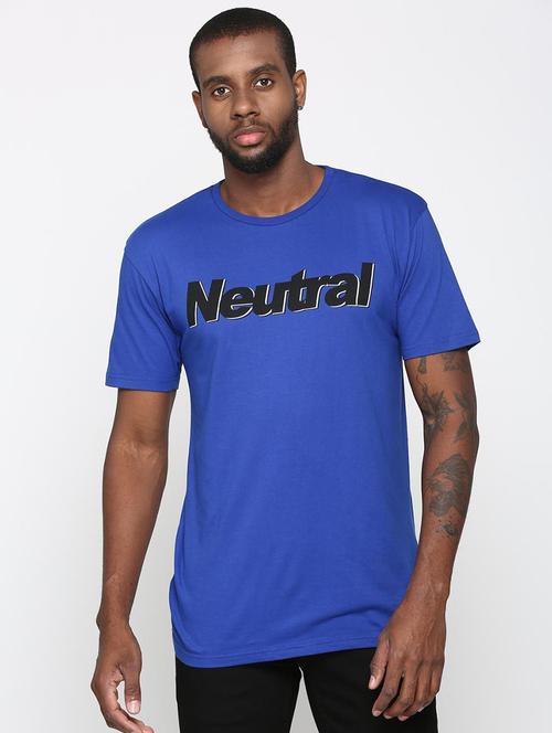 blue typographic chest print t-shirt - 16112317 - Standard Image - 1