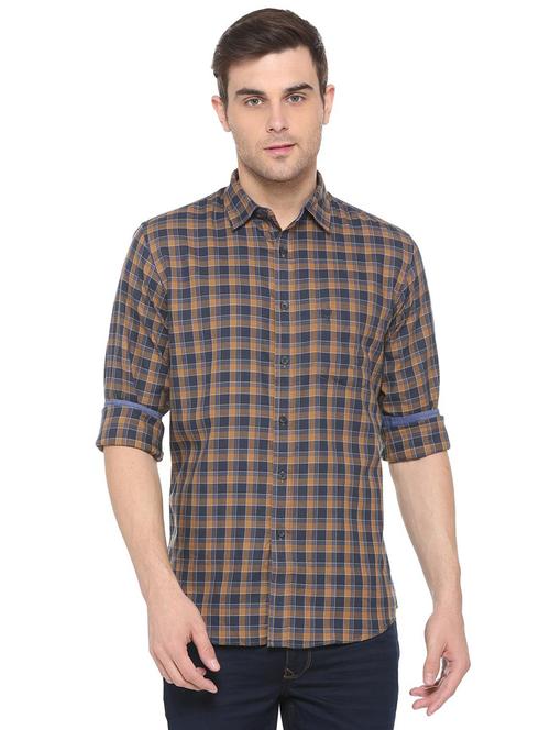 blue checkered casual shirt - 16113665 - Very Small Image - 1