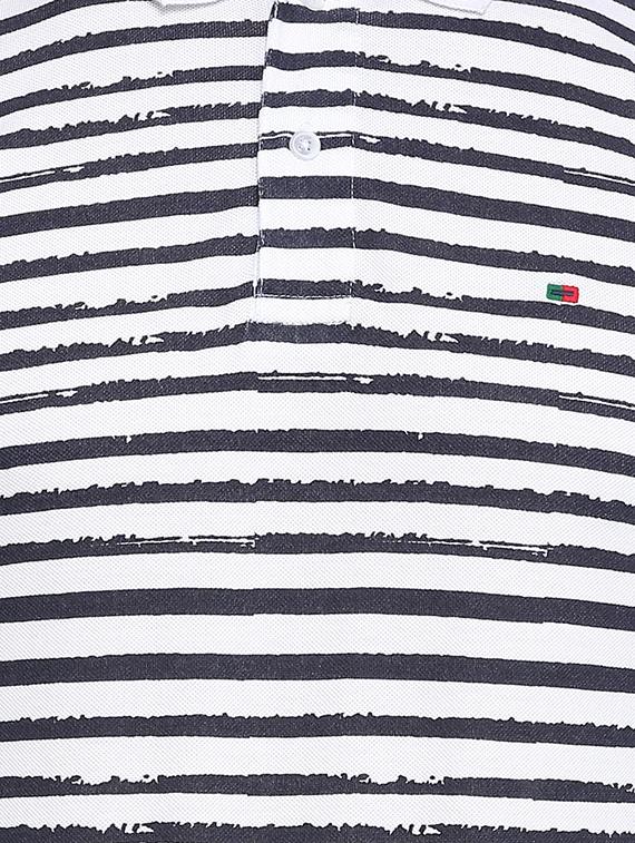 monochrome striped polo t-shirt - 16113696 - Zoom Image - 4
