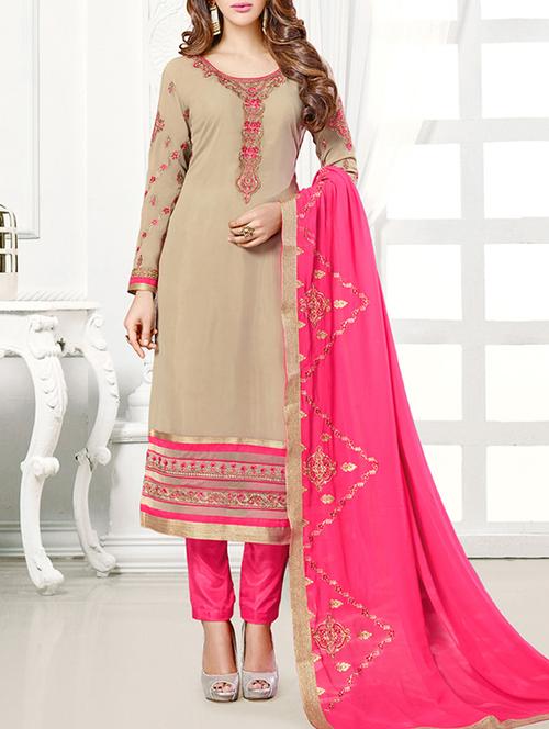 Embroidered Straight pant unstitched suit - 16114347 - Standard Image - 1