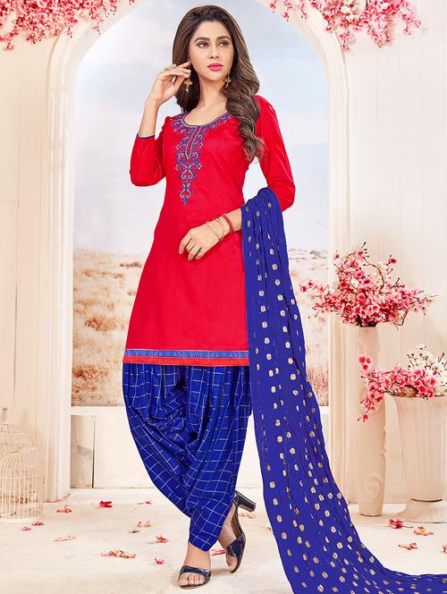 Embroidered salwar unstitched suit - 16114385 - Standard Image - 1