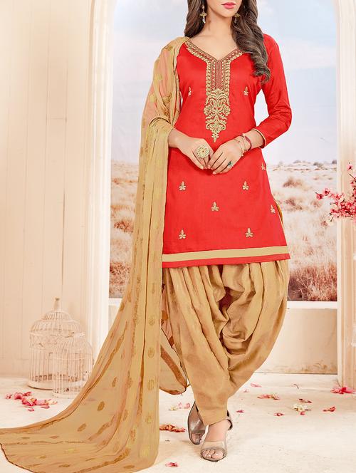 Embroidered salwar unstitched suit - 16114387 - Standard Image - 1
