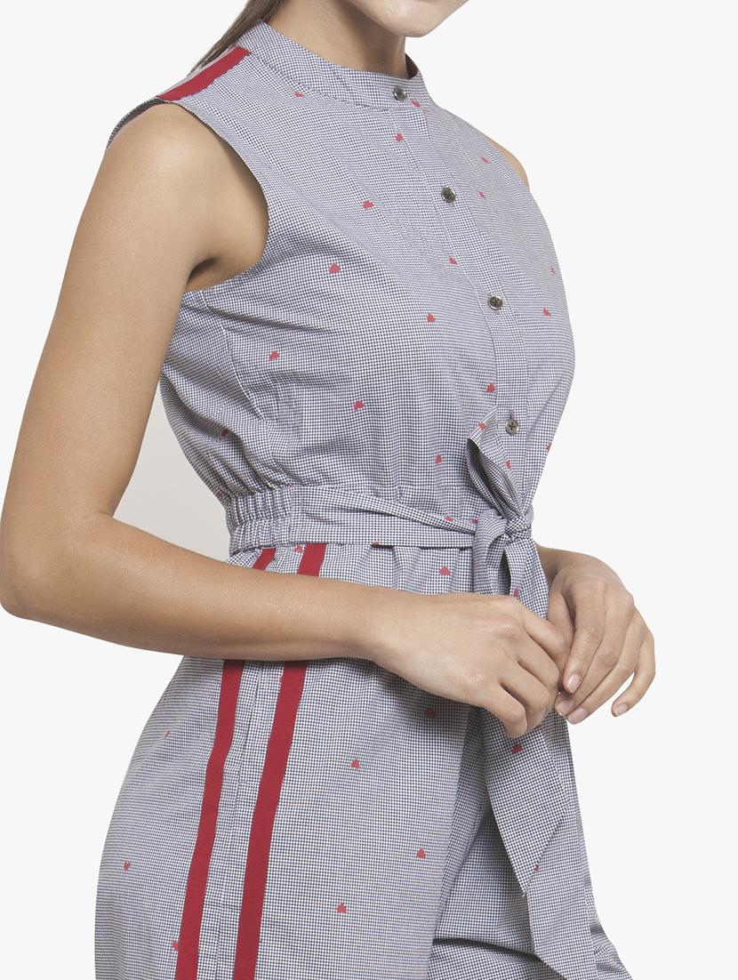 side taped tie front jumpsuit - 16114472 - Zoom Image - 4