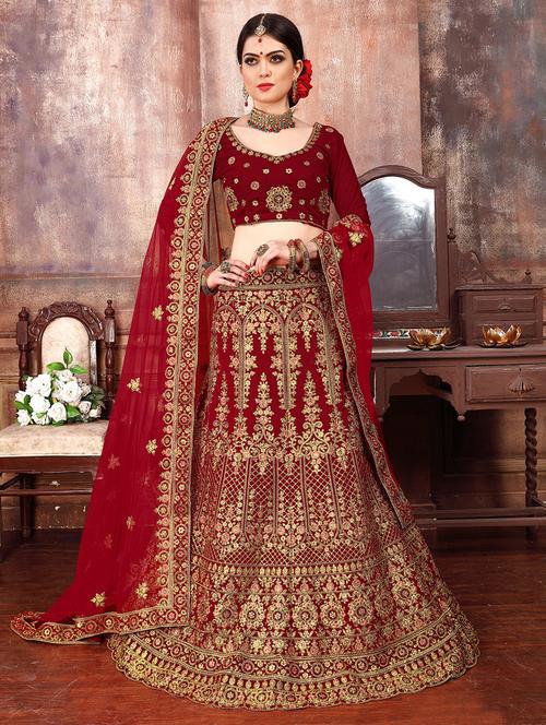 Embroidered a-line lehenga - 16114533 - Very Small Image - 1