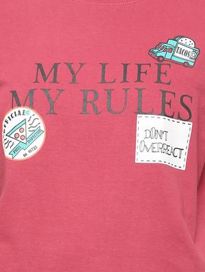 quirky print round neck tee - 16114645 - Standard Image - 4