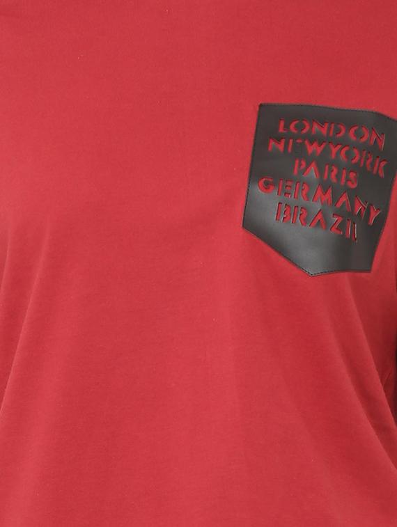 leather patch dropped shoulder tee - 16114652 - Zoom Image - 4