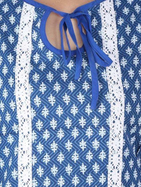 tie up neck contrast lace tunic - 16121047 - Zoom Image - 4
