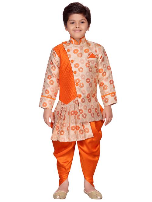 orange silk sherwani set - 16124479 - Very Small Image - 1